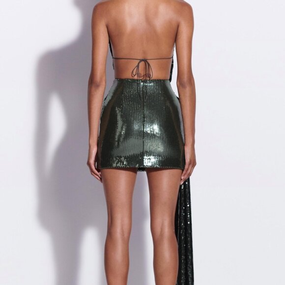 Alex Perry Halter Draped Wrap Mini Dress in Sequin - Picture 2 of 10